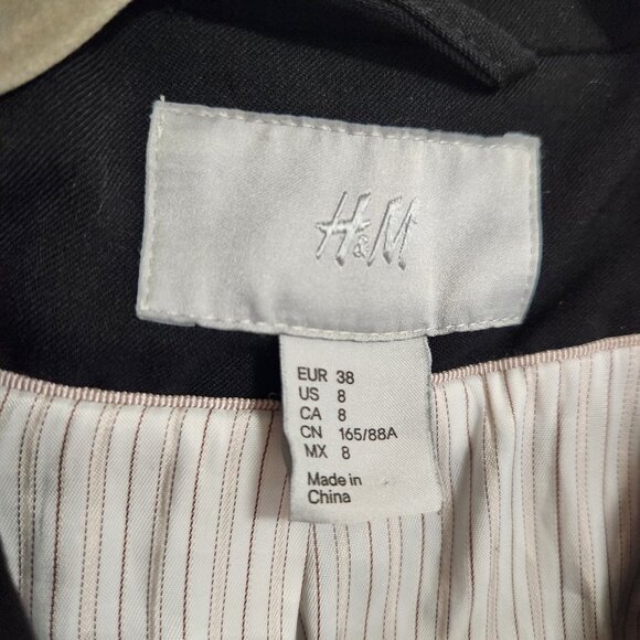 H&M Black Lined Office Blazer Size 8 - Picture 4 of 7